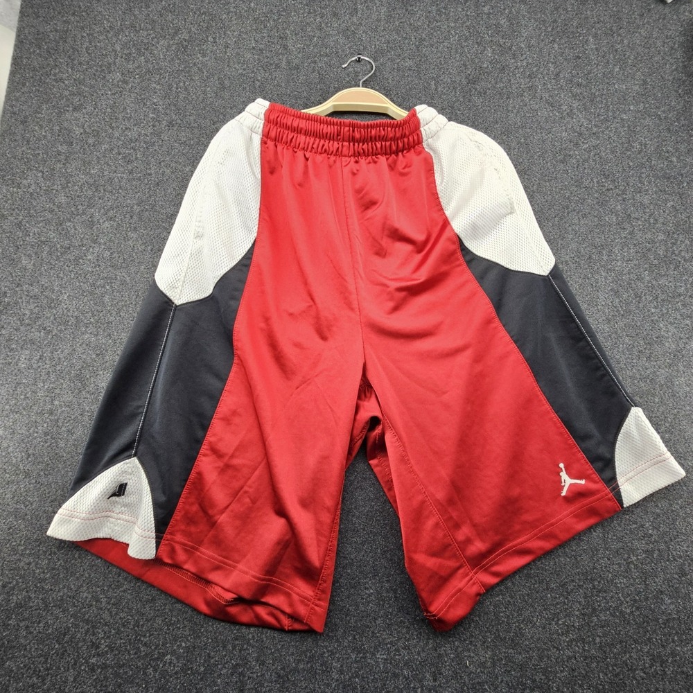 Jordan Men Activewear Shorts L Red Jumpman Durasheen Dazzle Basketball
